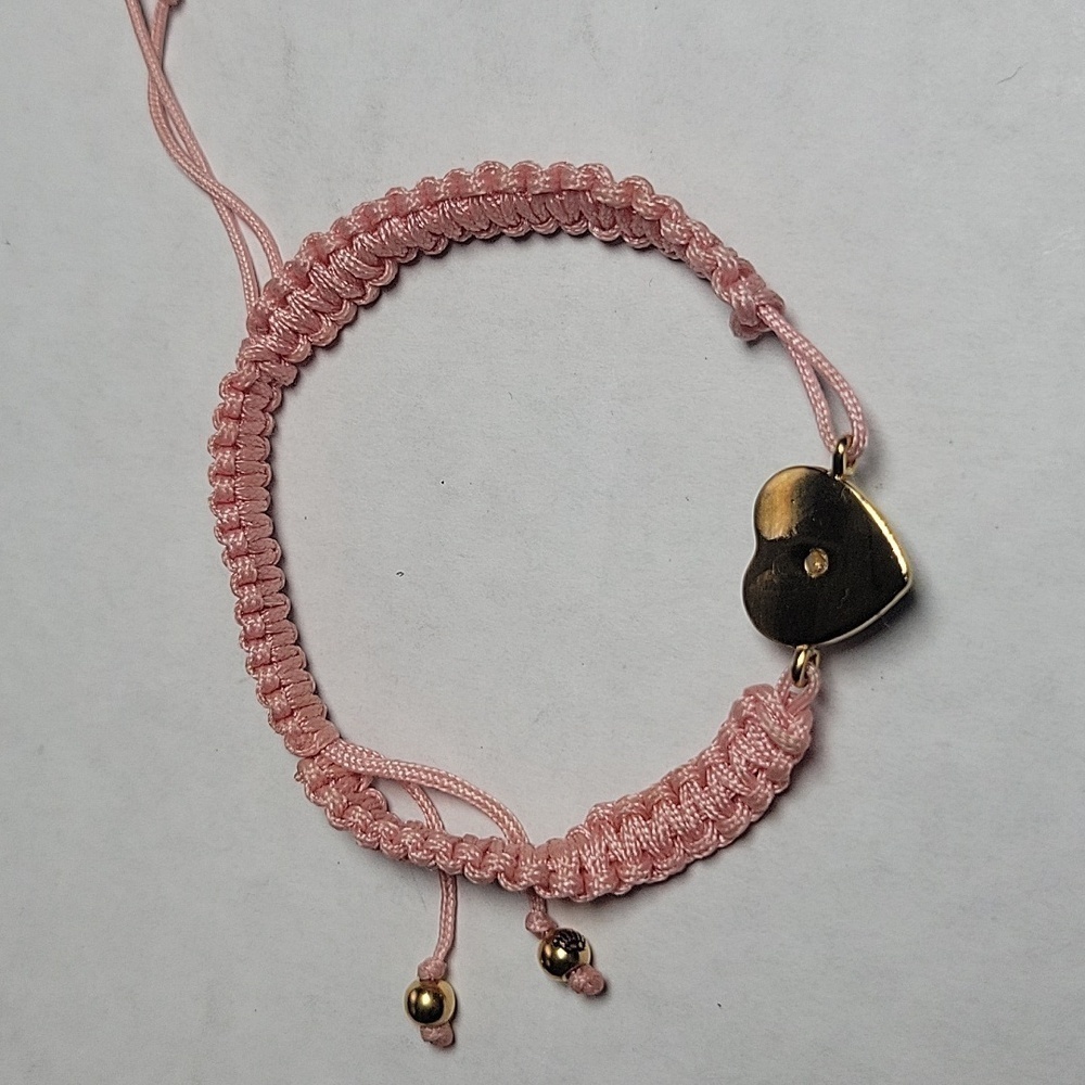 Y2k Vintage Juicy Couture Pink Adjustable Rhinestone Paved Puffed Heart Bracelet - Picture 3 of 3